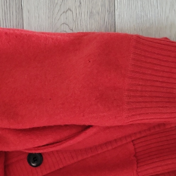 🛍Jones NY Womens 1X Strawberry Red Merino Wool Cardigan Button Front Casual - Picture 11 of 12